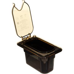 10539Z13 StorPlus™ High Heat EZ Access Hinged Universal Food Pan Lid 1/9 Size - Amber