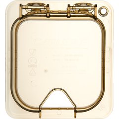 10519Z13 StorPlus™ High Heat EZ Access Hinged Notched Universal Food Pan Lid 1/6 Size - Amber