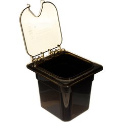 10519Z13 StorPlus™ High Heat EZ Access Hinged Notched Universal Food Pan Lid 1/6 Size - Amber