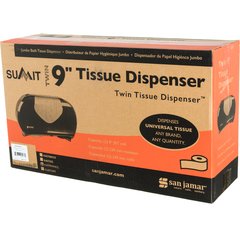 R4070WHCL Summit Twin 9" Jumbo Bath Tissue Dispenser, 3.25" core, White/Clear  - Clear