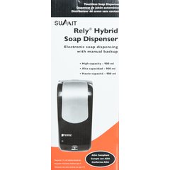 SH970WHCL Summit Rely® Hybrid Electronic Soap, Liquid & Lotion, 900 mL, White/Clear - White