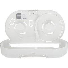 R4070WHCL Summit Twin 9" Jumbo Bath Tissue Dispenser, 3.25" core, White/Clear  - Clear