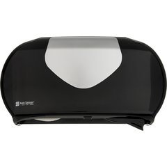 R4070BKSS Summit Twin 9" Jumbo Bath Tissue Dispenser, 3.25" core, Black/Stainless Steel  - Stainless Steel
