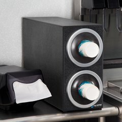 C2902 EZ-Fit 2-Slot Vetrtical Countertop Cup Dispenser Cabinet with Metal Trim Ring 8 - 46 oz - Black  - Chrome