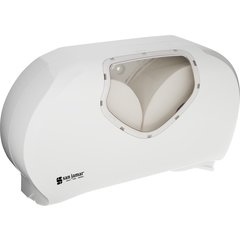 R4070WHCL Summit Twin 9" Jumbo Bath Tissue Dispenser, 3.25" core, White/Clear  - Clear