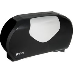 R4070BKSS Summit Twin 9" Jumbo Bath Tissue Dispenser, 3.25" core, Black/Stainless Steel  - Stainless Steel