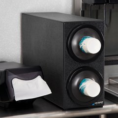 C2902BK EZ-Fit 2-Slot Vetrtical Countertop Cup Dispenser Cabinet with Black Trim Ring 8 - 46 oz - Black  - Black