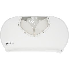 R4070WHCL Summit Twin 9" Jumbo Bath Tissue Dispenser, 3.25" core, White/Clear  - Clear