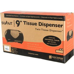 R4070BKSS Summit Twin 9" Jumbo Bath Tissue Dispenser, 3.25" core, Black/Stainless Steel  - Stainless Steel