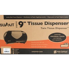 R4070SS Summit Twin 9" Jumbo Bath Tissue Dispenser, 3.25" core, Stainless Steel  - Stainless Steel