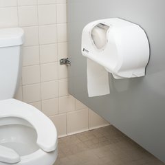 R3670WHCL Summit Versatwin® Dual Standard Roll Tissue Dispenser, White/Clear, 1.5" core