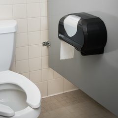 R3670BKSS Summit Versatwin® Dual Standard Roll Tissue Dispenser, Black/Stainless Steel, 1.5" core
