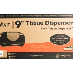 R4070WHCL Summit Twin 9" Jumbo Bath Tissue Dispenser, 3.25" core, White/Clear  - Clear