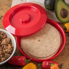 047005 Tortilla Server w/Lid 7-1/4" / 1-15/16" - Red