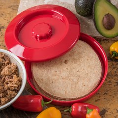 047505 Tortilla Server w/Lid 7-1/4" / 1-15/16" - Red