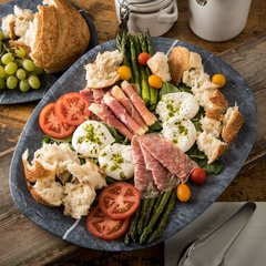 5310372 Ridge Melamine Oblong Platter 18" - Soapstone