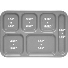 614R03 Right-Hand 6-Compartment ABS Tray 10" x 14" - Black