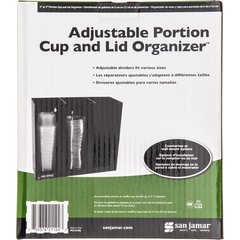 PCL3ADJ Portion Cup & Lid Organizer - Adjustable  - Black