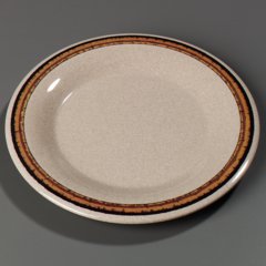 43011908 Durus® Melamine Wide Rim Dinner Plate 10.5" - Sierra Sand on Sand