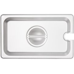 607140CS DuraPan™ Stainless Steel Hotel Pan Slotted Handled Cover 1/4 Size