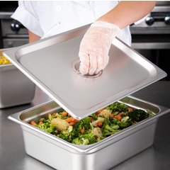 607120C DuraPan™ Stainless Steel Steam Table Hotel Pan Handled Cover 1/2 Size