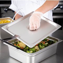 607120CS DuraPan™ Stainless Steel Hotel Pan Slotted Handled Cover 1/2 Size