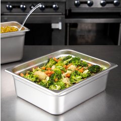 607124 DuraPan™ Light Gauge Stainless Steel Steam Table Hotel Pan 1/2 Size, 4" Deep
