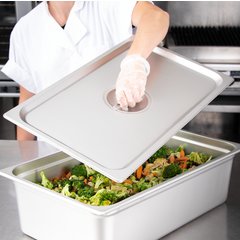 607000C DuraPan™ Stainless Steel Steam Table Hotel Pan Handled Cover Full-Size
