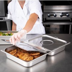 607000H DuraPan™ Stainless Steel Steam Table Hotel Pan Center Hinged Cover Full-Size
