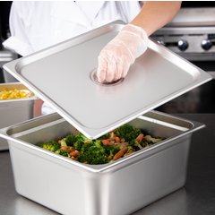 607230C DuraPan™ Stainless Steel Steam Table Hotel Pan Handled Cover 2/3 Size