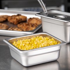 607162 DuraPan™ Light Gauge Stainless Steel Steam Table Hotel Pan 1/6 Size, 2.5" Deep