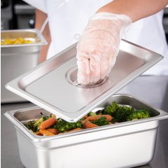 607140C DuraPan™ Stainless Steel Steam Table Hotel Pan Handled Cover 1/4 Size
