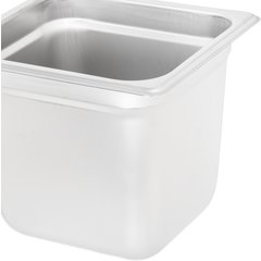 607166 DuraPan™ Light Gauge Stainless Steel Steam Table Hotel Pan 1/6 Size, 6" Deep