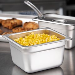 607164 DuraPan™ Light Gauge Stainless Steel Steam Table Hotel Pan 1/6 Size, 4" Deep