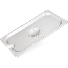 607130CS DuraPan™ Stainless Steel Hotel Pan Slotted Handled Cover 1/3 Size