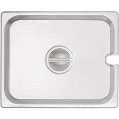 607120CS DuraPan™ Stainless Steel Hotel Pan Slotted Handled Cover 1/2 Size