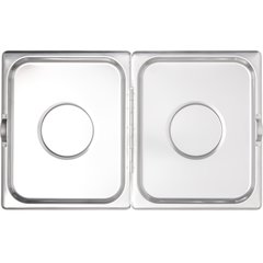 607000H DuraPan™ Stainless Steel Steam Table Hotel Pan Center Hinged Cover Full-Size