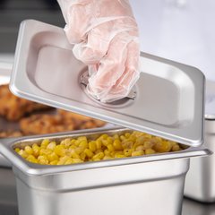 607190C DuraPan™ Stainless Steel Steam Table Hotel Pan Handled Cover 1/9 Size
