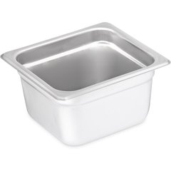 607164 DuraPan™ Light Gauge Stainless Steel Steam Table Hotel Pan 1/6 Size, 4" Deep