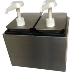 38502 Condiment Topping Rail with 2 Standard Pumps & Jars  - Stainless Steel