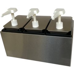 38503 Condiment Topping Rail with 3 Standard Pumps & Jars  - Stainless Steel