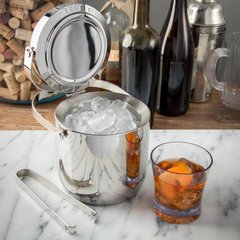 609190 Double Wall Ice Bucket w/Tong 1.5 qt - Silver
