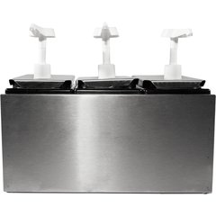 38503 Condiment Topping Rail with 3 Standard Pumps & Jars  - Stainless Steel
