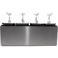 38504 Condiment Topping Rail with 4 Standard Pumps & Jars  - Stainless Steel