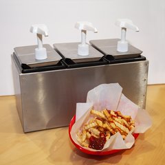 38503 Condiment Topping Rail with 3 Standard Pumps & Jars  - Stainless Steel