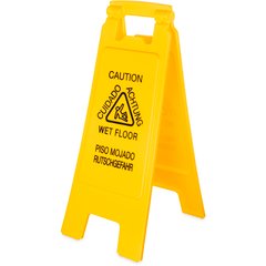 3690904 Flo-Pac® Economy Wet Floor Sign (English/Spanish/German) 25"h x 11"w - Yellow