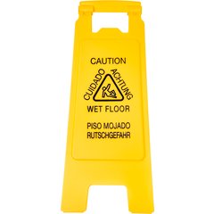 3690904 Flo-Pac® Economy Wet Floor Sign (English/Spanish/German) 25"h x 11"w - Yellow