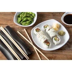 4330802 Melamine Upturned Corner Small Square Plate 7.75" - White