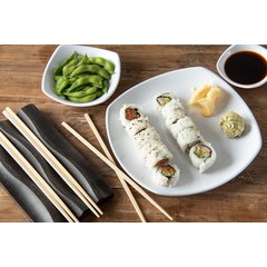 4330602 Melamine Upturned Corner Medium Square Plate 9.5" - White