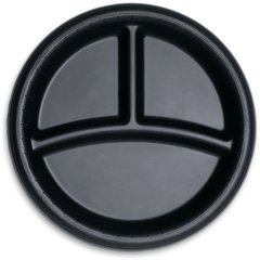 DXHHPL93C03 High Heat 3-Compartment Disposable Plate 9" (500/cs) - Black